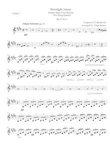 Partition violon II, Piano Sonata No.14, Moonlight (Sonata quasi una fantasia)