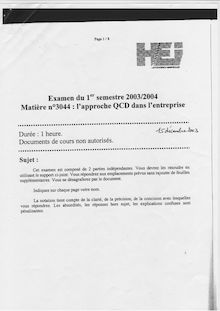 Approche QCD en entreprise 2004 Tronc commun Hautes Etudes d Ingénieur (Lille)