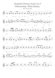 Partition Score at notated pitch, Graduale pour Palm Sunday, 5, Gregorian Chant