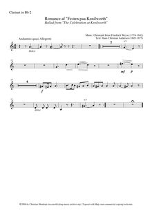 Partition clarinette 2 (B♭), Festen påa Kenilworth, The Feast of (at) Kenilworth