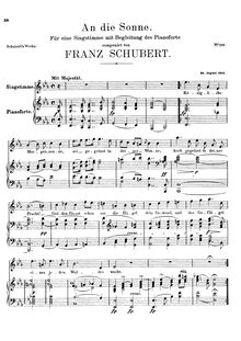 Partition complète, An die Sonne, D.272, To the Sun, E♭ major, Schubert, Franz