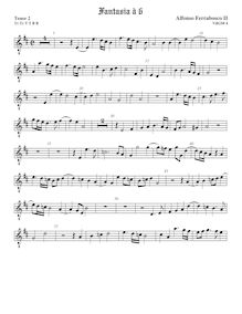 Partition ténor viole de gambe 2, octave aigu clef, fantaisies pour 6 violes de gambe