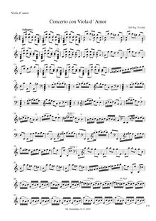 Partition viole de gambe d amore solo, Concerto pour viole de gambe d amore en A minor