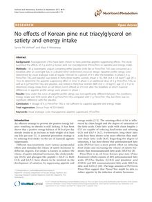 No effects of Korean pine nut triacylglycerol on satiety and energy intake
