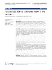 Psychological distress and mental health of Thai caregivers
