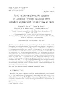 Food resource allocation patterns in lactating females in a long-term selection experiment for litter size in mice