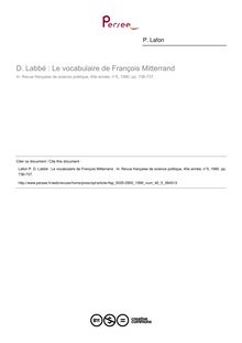 D. Labbé : Le vocabulaire de François Mitterrand   ; n°5 ; vol.40, pg 736-737