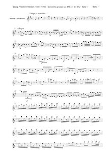 Partition violon (concertino), Concerto Grosso en B-flat major, HWV 314