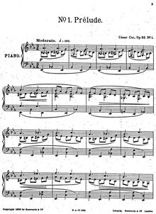 Partition No., Prélude, 5 morceaux, Cinq morceaux pour piano, Cui, César