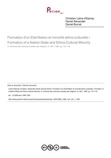 Formation d un Etat-Nation et minorité ethno-culturelle / Formation of a Nation-State and Ethno-Cultural Minority - article ; n°1 ; vol.49, pg 101-118