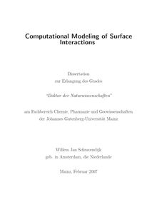 Computational modeling of surface interactions [Elektronische Ressource] / Willem Jan Schravendijk