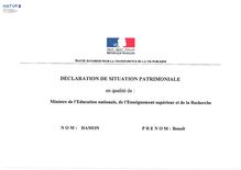 Benoît Hamon - Déclaration de situation patrimoniale