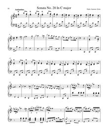 Partition Sonata R.28 en C major, clavier sonates R.21–30, Soler, Antonio