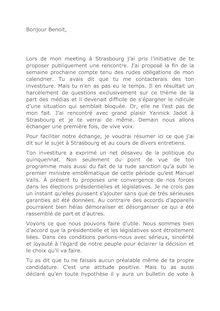 Lettre de Jean-Luc Mélenchon à Benoît Hamon