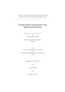 Foreign Direct Investment in the Agribusiness Sector [Elektronische Ressource] / Lucie Adenäuer