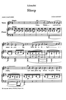 Partition , Sleep (Low voix version en B♭), 5 Elizabethan chansons
