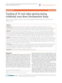Tracking of TV and video gaming during childhood: Iowa Bone Development Study
