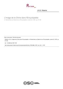 L image de la Chine dans l Encyclopédie - article ; n°1 ; vol.22, pg 87-108