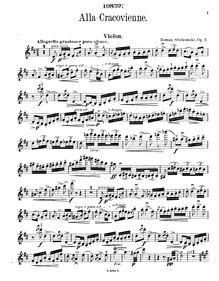Partition de violon, Alla Cracovienne, D major, Statkowski, Roman