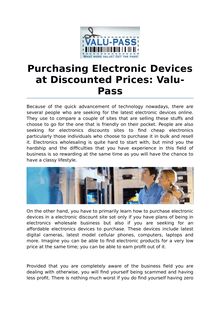 Purchasing Electronic Devices at Discounted Prices, Valu-Pass