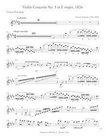 Partition violon solo, violon Concerto No.3, E major, Paganini, Niccolò