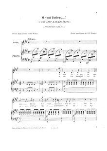 Partition , O vent furieux / O vær lidt barmhjertig, 4 Melodies, chansons, Op.24