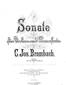 Partition complète, violon Sonata, Op.74, A minor, Brambach, Carl Joseph