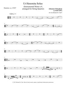 Partition viole de gambe, Ut Heremita Solus Instrumental Motet, Ockeghem, Johannes