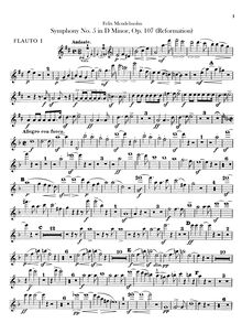 Partition flûte 1, 2, Symphony No.5 en D minor, Reformations-Sinfonie