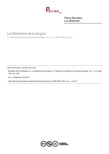 Le fétichisme de la langue - article ; n°4 ; vol.1, pg 2-32