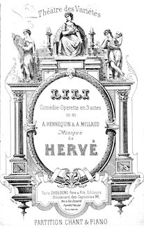 Partition complète, Lili, Comédie-Opérette en trois actes, Hervé par F. Hervé