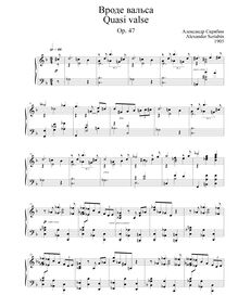 Partition complète, Quasi valse, Op. 47, Scriabin, Aleksandr par Aleksandr Scriabin