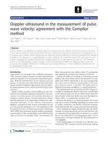 Doppler ultrasound in the measurement of pulse wave velocity: agreement with the Complior method