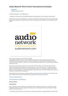 Audio Network Wins Further International Accolades