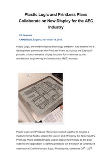 Plastic Logic and PrintLess Plans Collaborate on New Display for the AEC Industry