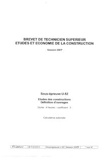 Définition d ouvrages 2007 BTS Étude et économie de la construction