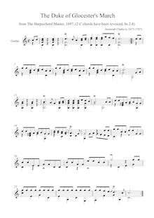 Partition guitare Score, pour Duke of Glocester s March, C major