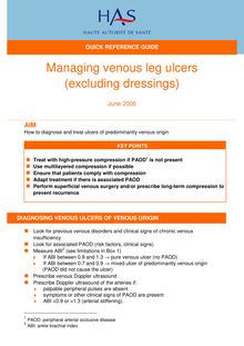 Prise en charge de l’ulcère de jambe à prédominance veineuse hors pansement - Managing venous leg ulcers - Quick reference guide