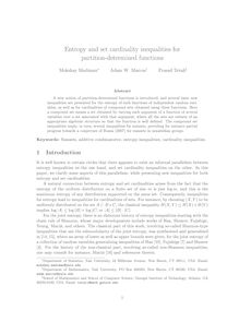 Entropy and set cardinality inequalities for partition-determined  functions