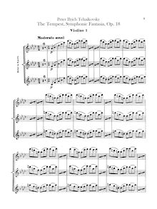 Partition violons I, pour Tempest, Буря, F minor, Tchaikovsky, Pyotr