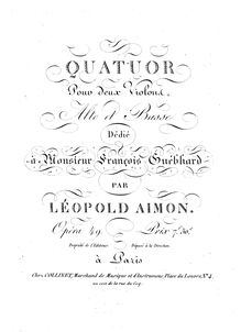 Partition viole de gambe, corde quatuor, D minor, Aimon, Léopold