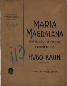 Partition Color Covers, Maria Magdalena, Maria Magdalena. Symphonischer Prolog zu Hebbels gleichnamigen Drama für grosses Orchestra, op. 44.