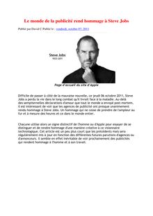 Le monde de la publicité rend hommage à Steve Jobs