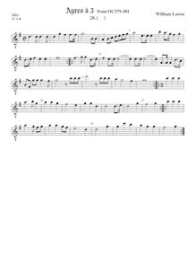 Partition aigu 1 ou ténor viole de gambe (octave aigu clef), Airs pour 3 violes de gambe