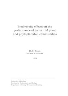 Biodiversity effects on the performance of terrestrial plant and phytoplankton communities [Elektronische Ressource] / Andrea Schmidtke