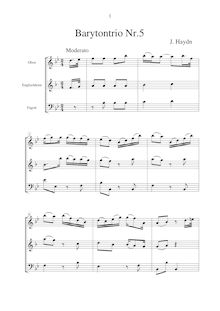 Partition complète et parties, Baryton Trio No.5, A major; a version in G major