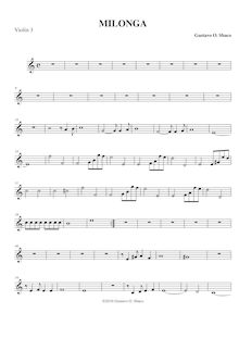 Partition violons III, Milonga para orchestre de Cuerdas, A minor