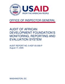  Audit of African Development Foundation’s Monitoring, Reporting and  Evaluation System