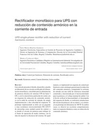 RECTIFICADOR MONOFÁSICO PARA UPS CON REDUCCIÓN DE CONTENIDO ARMÓNICO EN LA CORRIENTE DE ENTRADA(UPS single-phase rectifier with reduction of current harmonic content)