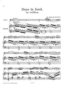 Partition violon et Piano parties, 2 Morceaux Idylliques, Bloch, József